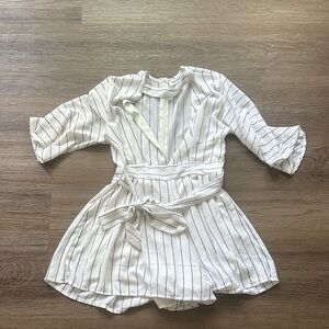 Reverse White and Black Striped Jumpsuit